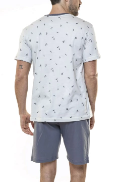 PIJAMA VERANO MANGA CORTAS CUELLO V ESTAMPA PLUMITAS (08-01928) - comprar online