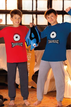 PIJAMA VARON 2 PIEZAS INVIERNO JERSEY DISEÑO MONSTER (10-23931)