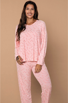 PIJAMA DAMA INVIERNO 2 PIEZAS MORLESY DETALLES ANIMAL PRINT AL TONO (25-25518) - comprar online