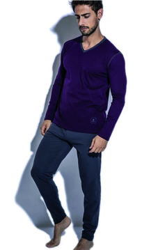 PIJAMA HOMBRE LISO CUELLO V (08-01914) en internet
