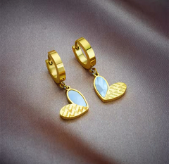 Aros corazón nacarado