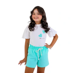 Imagem do Conjunto Curto Menina Blogueirinha Blusa Corações E Short