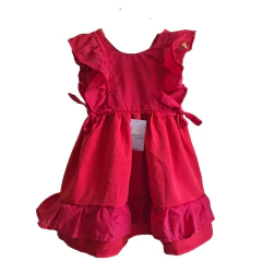 Vestido Vermelho babado com tecido laise - loja online