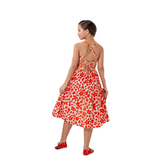 Imagem do Vestido infantil Midi Vermelho Floral