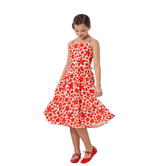 Imagem do Vestido infantil Midi Vermelho Floral