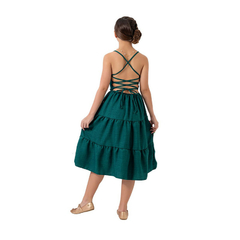 Vestido infantil Midi modelo lu verde - loja online