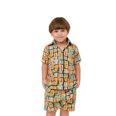 Conjunto social estampado mauricinho música amarelo - loja online
