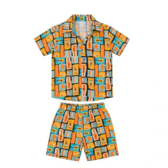 Conjunto social estampado mauricinho música amarelo - Kimimo Kids