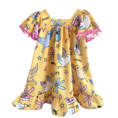 Vestido Pom Pom Pássaros amarelo - loja online