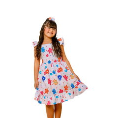 Imagem do Vestido luxo branco flor colorido
