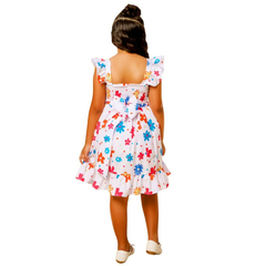 Vestido luxo branco flor colorido na internet