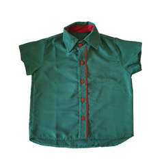Camisa Social Infantil Verde com vermelho