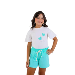 Conjunto Curto Menina Blogueirinha Blusa Corações E Short - Kimimo Kids