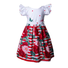 Vestido Infantil Floral Vermelho Especial para o Natal na internet