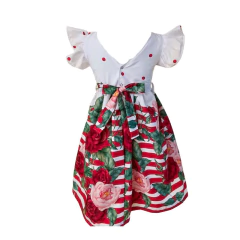 Vestido Infantil Floral Vermelho Especial para o Natal - comprar online