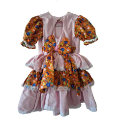 Vestido Caipira Junino Rosa com Estampa 2 a 12 Anos na internet