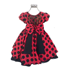 Vestido Luxo Vermelho e bolinhas pretas - comprar online