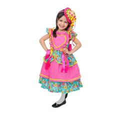 Vestido Festa junina caipira Luxo Rosa coração na internet