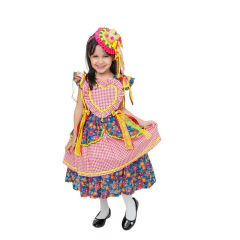 Vestido Festa junina caipira Luxo coração vermelho na internet