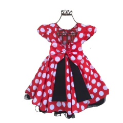 Vestido Luxo Vermelho e bolinhas brancas - Kimimo Kids