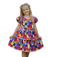 Vestido Festa Junina Caipira diversas cores -bebê a 10 anos