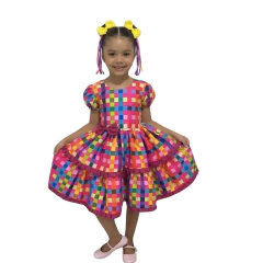 Vestido Festa Junina Caipira diversas cores -bebê a 10 anos - Kimimo Kids