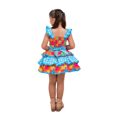 Conjunto Festa Junina Caipira Azul Xadrez 4 a 12 anos - comprar online