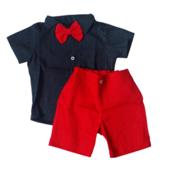 Conjunto Bebê poa azul e vermelho - loja online