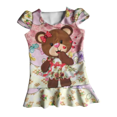 Vestido Trapézio ursinho colorido - comprar online