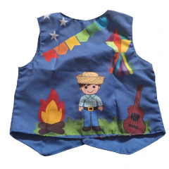 Colete Caipira Festa Junina Estampado 1 a 12 anos