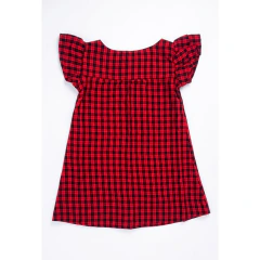 Imagem do Vestido trapezio manguinha xadrez simples vermelho