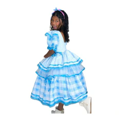 Vestido Festa junina Luxo caipira Xadrez azul trançado - comprar online