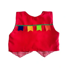 Colete Vermelho Xadrez Caipira Infantil - Kimimo Kids