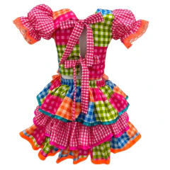 Conjunto Infantil xadrez caipira rosa festa junina - Kimimo Kids