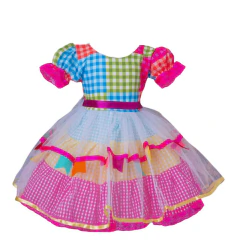 Vestido Festa junina caipira Xadrez colorido princesa na internet