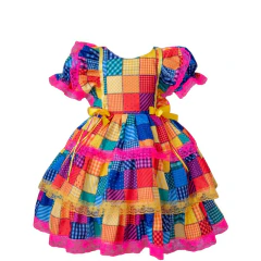 Vestido Festa junina caipira Xadrez colorido e alegre - loja online