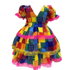 Vestido Festa junina caipira Xadrez colorido e alegre - comprar online