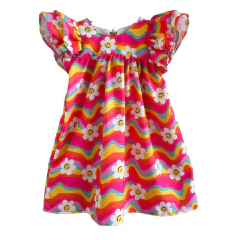 Vestido infantil rosto feliz margarida na internet