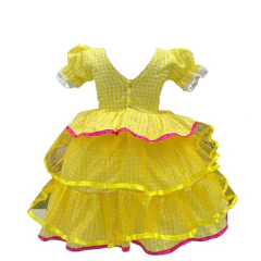 Vestido Festa junina caipira Amarelo Xadrez - Kimimo Kids
