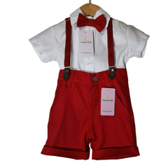 Conjunto festa branco e vermelho natal papai noel