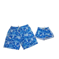 Kit short pai e filha(o) azul surf folhas - loja online