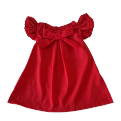 Vestido Natal Trapézio Frufru Vermelho laço - Kimimo Kids