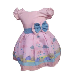 Vestido Temático luxinho chuva de benção e amor rosa na internet