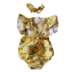 Romper bebê Jardineira abelhinha estampado - comprar online