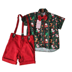 Conjunto Infantil Natal Verde papai noel