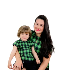 Kit blusas mae e filho xadrez caipira verde e preto