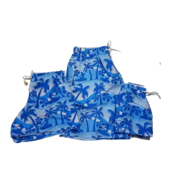 Kit Short Família Mãe, Pai e filha estampa azul