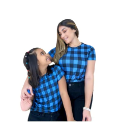 Imagem do Kit blusas mae e filha xadrez caipira verde e preto