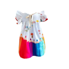 Vestido aquarela pintando o sete abc lápis - Kimimo Kids