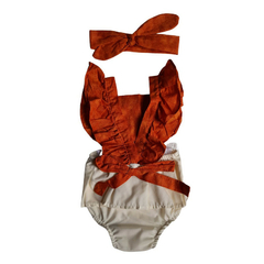 Romper Jardineira temática laranja creme princesa mar praia - comprar online